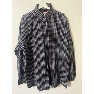 Wrangler George Strait Cowboy Cut Men's Button-down Shirt Blue Plaid XXL‎